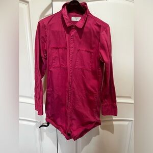 One Teaspoon Pink Flamingo Denim Cuff Prophecy Cotton Romper Size Large